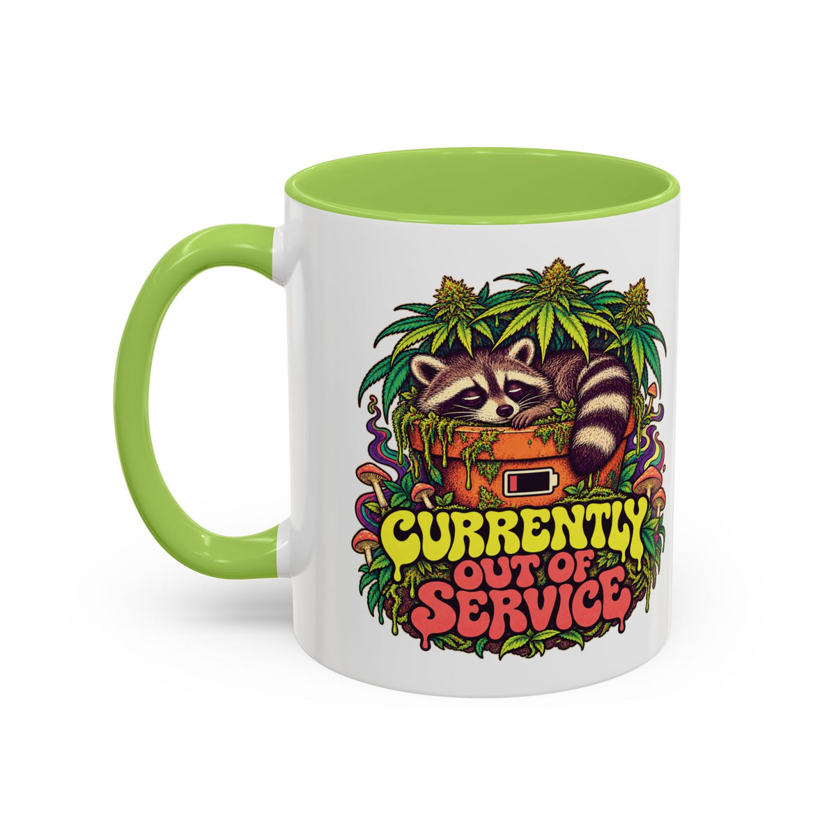 Currently Out of Service Psychedelic Mug, 11oz Colour Accent Coffee Cup, ShmeeShmo