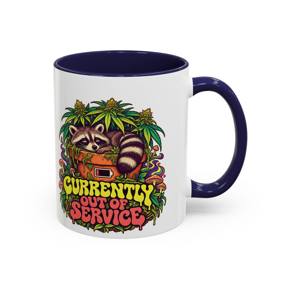 Currently Out of Service Psychedelic Mug, 11oz Colour Accent Coffee Cup, ShmeeShmo