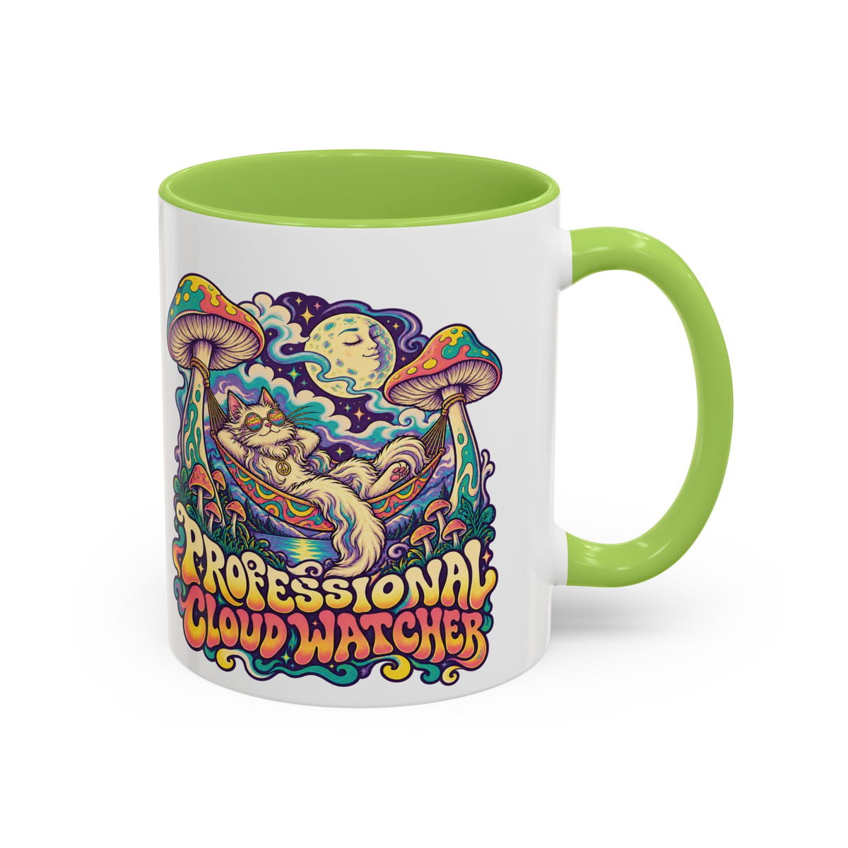 Professional Cloud Watcher Psychedelic Mug, 11oz Colour Accent Coffee Cup, ShmeeShmo