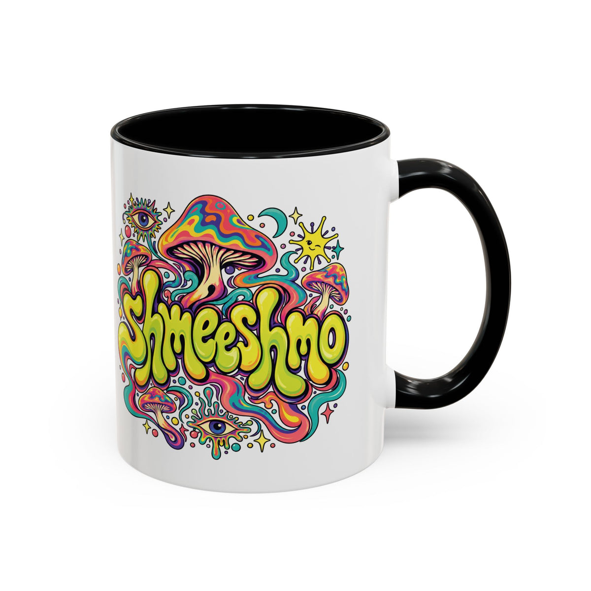 ShmeeShmo Psychedelic Mushroom Logo Mug, 11oz Colour Accent Coffee Cup