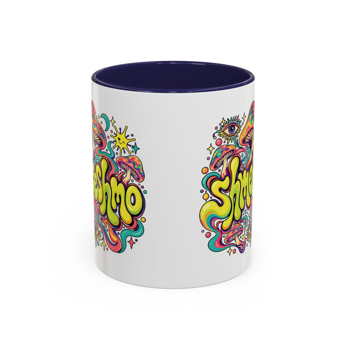 ShmeeShmo Psychedelic Mushroom Logo Mug, 11oz Colour Accent Coffee Cup