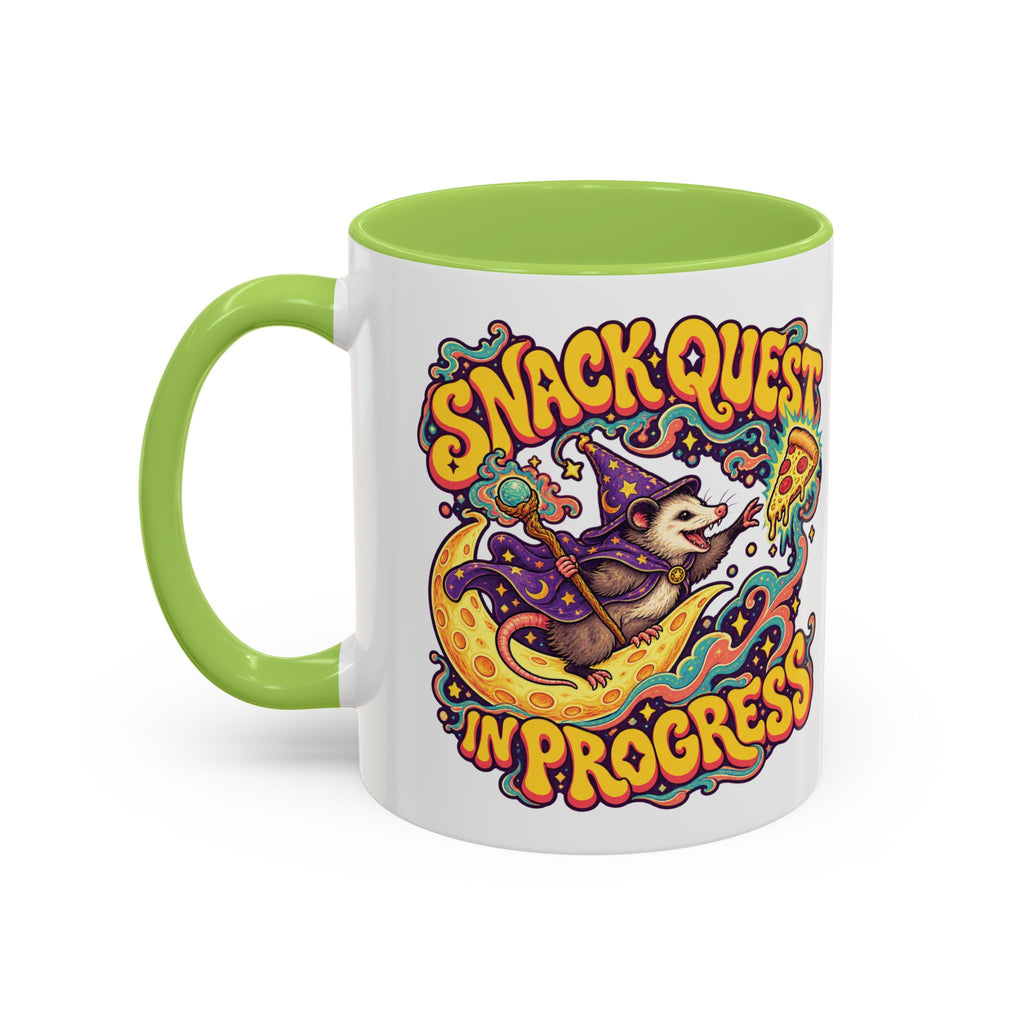 Snack Quest in Progress Psychedelic Mug, 11oz Colour Accent Coffee Cup, ShmeeShmo