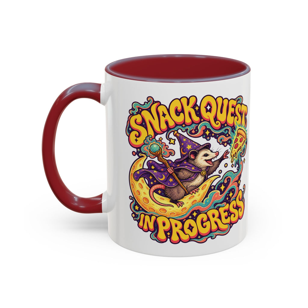 Snack Quest in Progress Psychedelic Mug, 11oz Colour Accent Coffee Cup, ShmeeShmo