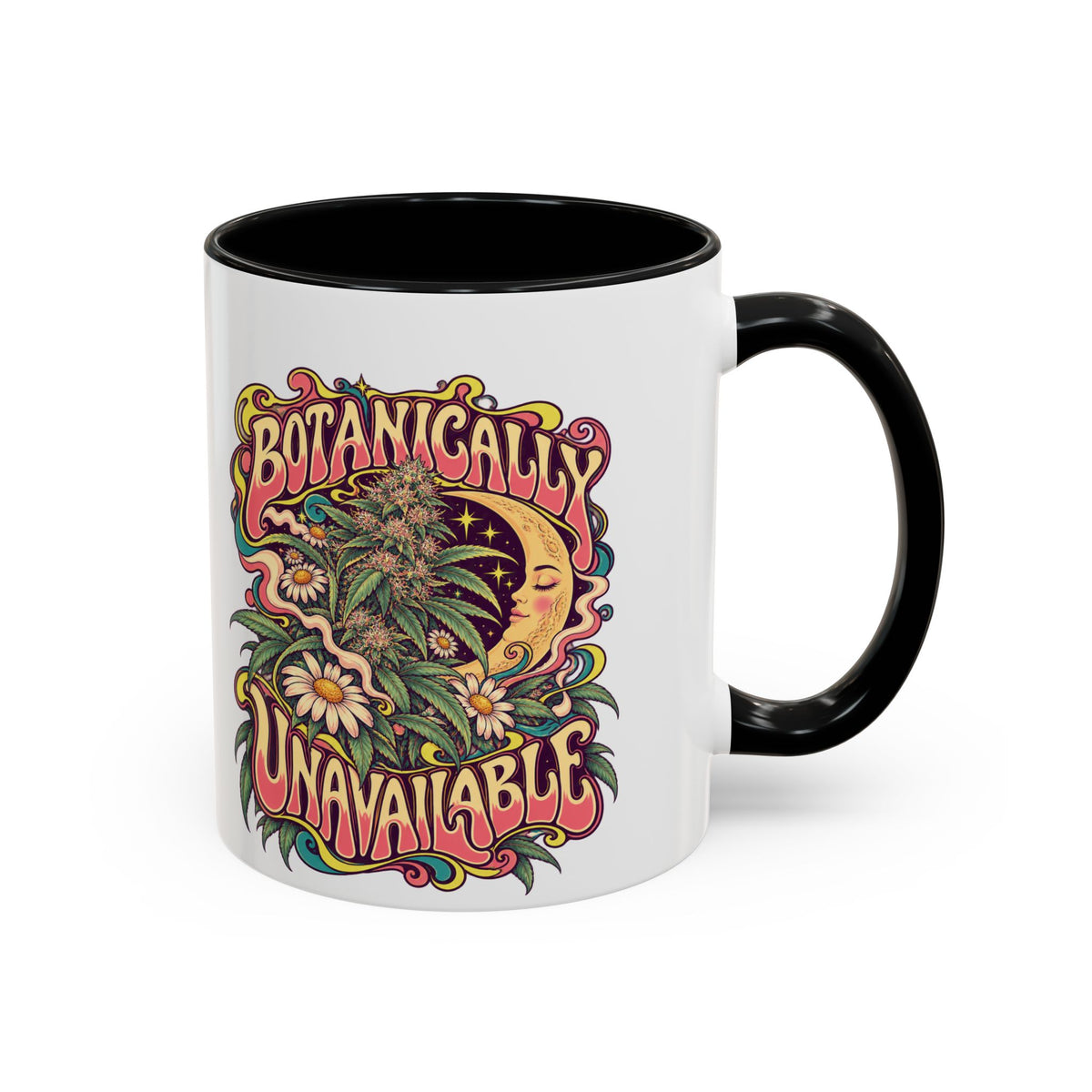 Botanically Unavailable Psychedelic Mug, 11oz Colour Accent Coffee Cup, ShmeeShmo