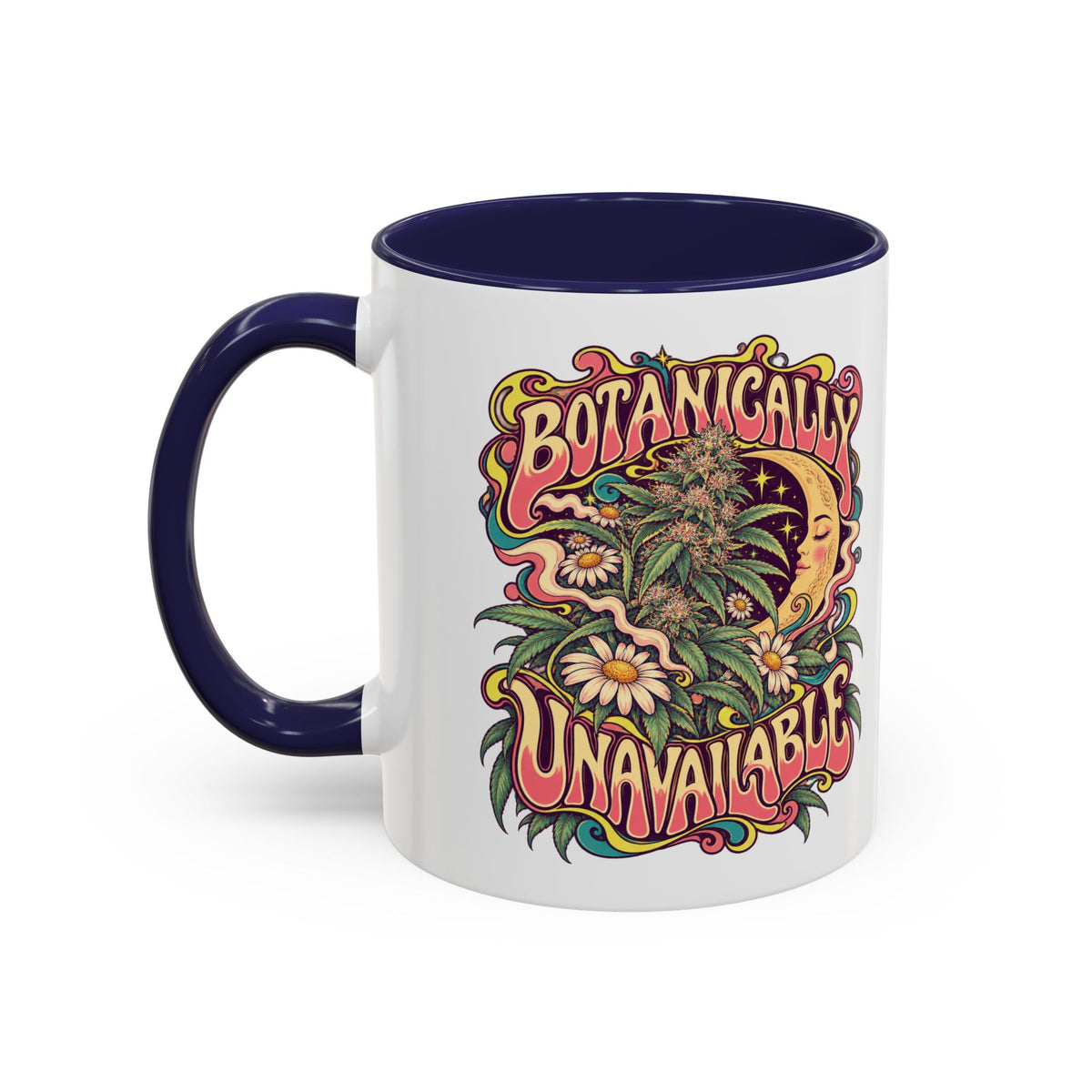 Botanically Unavailable Psychedelic Mug, 11oz Colour Accent Coffee Cup, ShmeeShmo