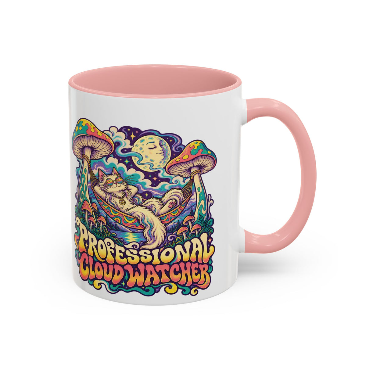 Professional Cloud Watcher Psychedelic Mug, 11oz Colour Accent Coffee Cup, ShmeeShmo
