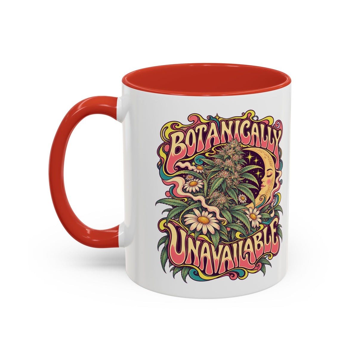 Botanically Unavailable Psychedelic Mug, 11oz Colour Accent Coffee Cup, ShmeeShmo