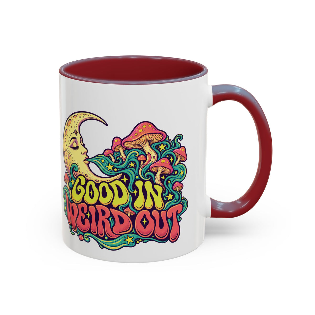 Good In, Weird Out Psychedelic Mug, 11oz Colour Accent Coffee Cup, ShmeeShmo