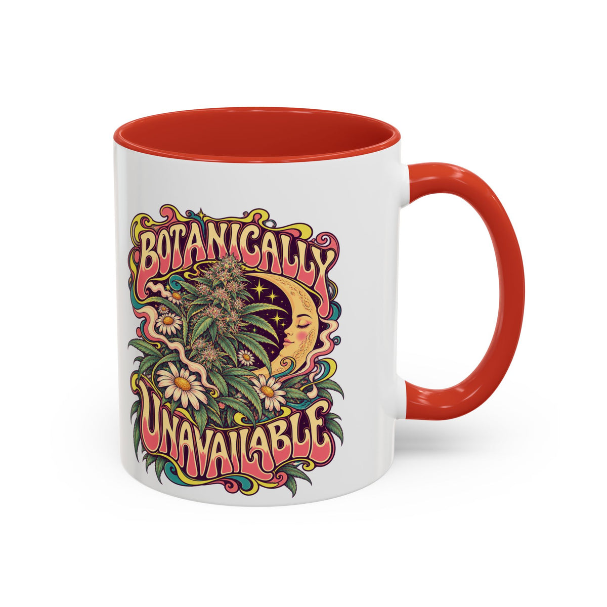 Botanically Unavailable Psychedelic Mug, 11oz Colour Accent Coffee Cup, ShmeeShmo