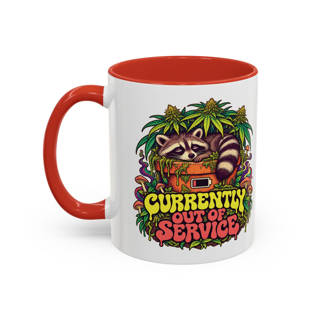 Currently Out of Service Psychedelic Mug, 11oz Colour Accent Coffee Cup, ShmeeShmo