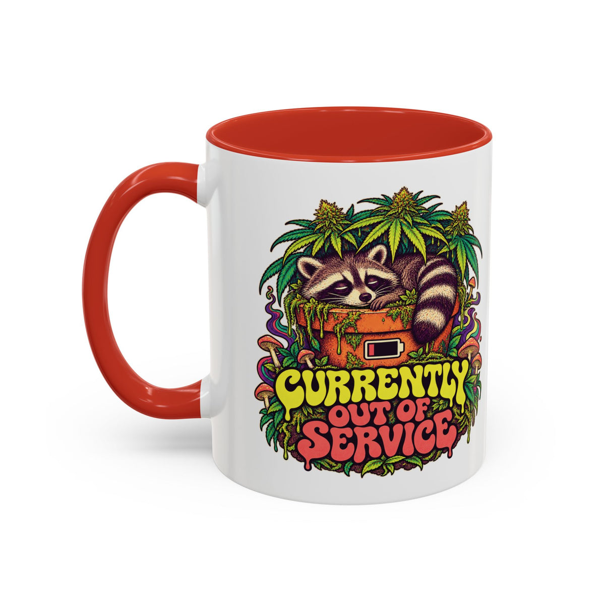 Currently Out of Service Psychedelic Mug, 11oz Colour Accent Coffee Cup, ShmeeShmo