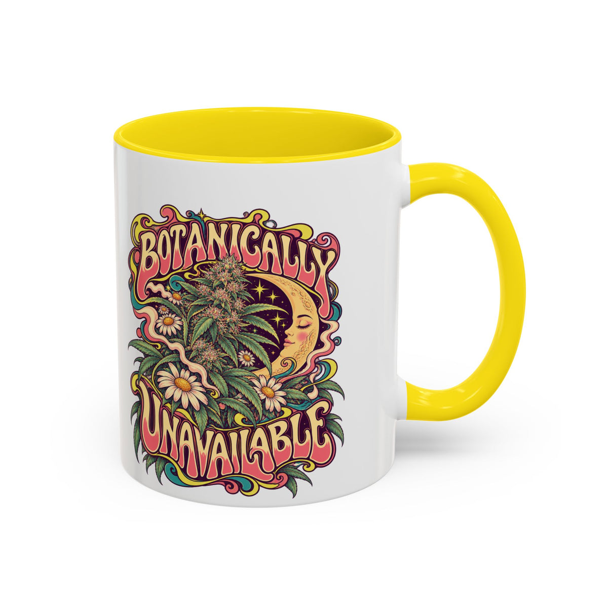 Botanically Unavailable Psychedelic Mug, 11oz Colour Accent Coffee Cup, ShmeeShmo