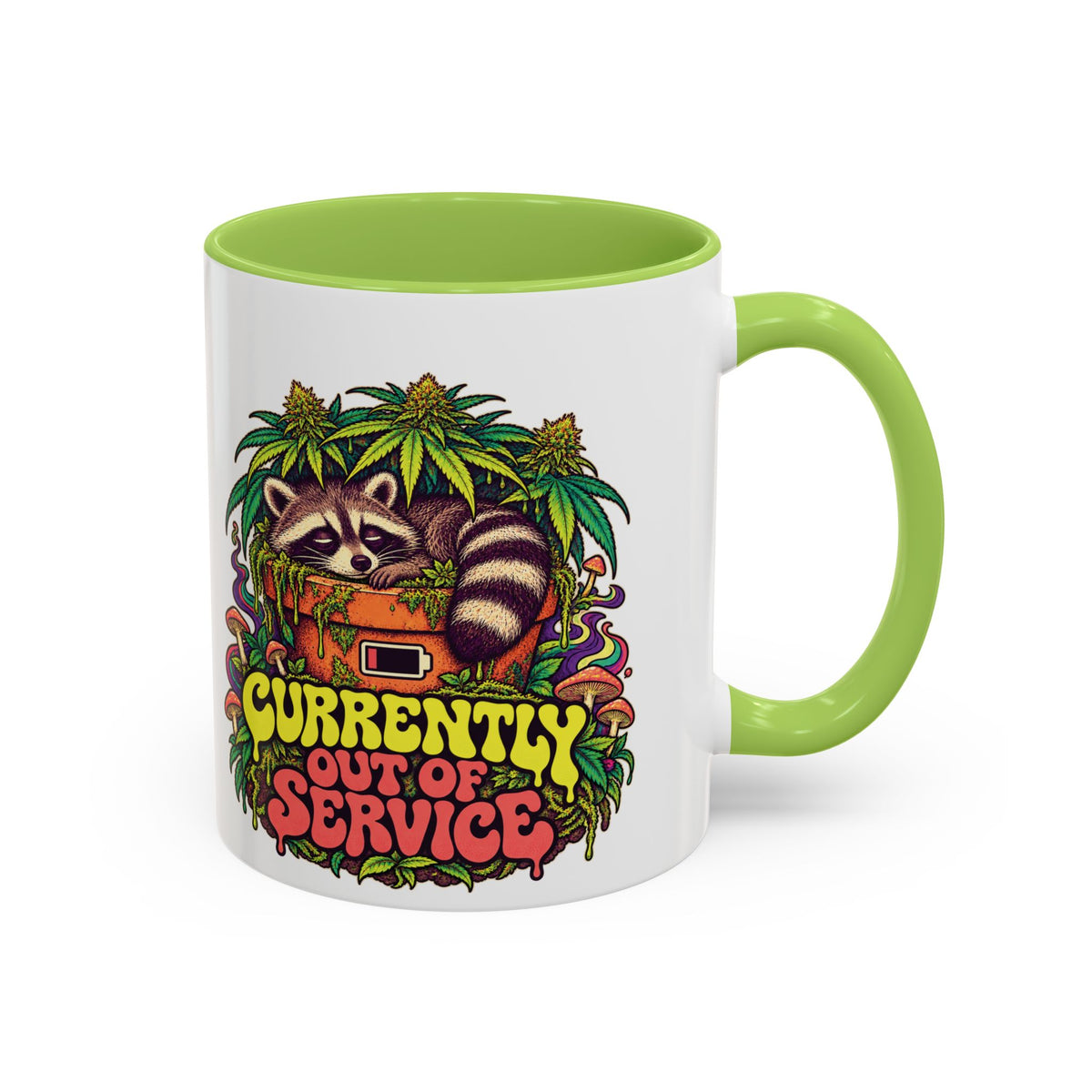 Currently Out of Service Psychedelic Mug, 11oz Colour Accent Coffee Cup, ShmeeShmo