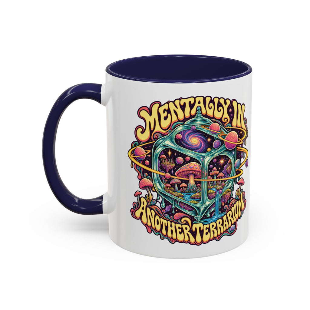 Mentally in Another Terrarium Psychedelic Mug, 11oz Colour Accent Coffee Cup, ShmeeShmo