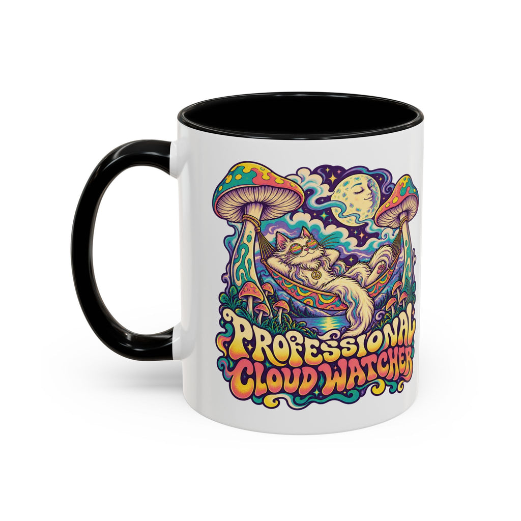 Professional Cloud Watcher Psychedelic Mug, 11oz Colour Accent Coffee Cup, ShmeeShmo