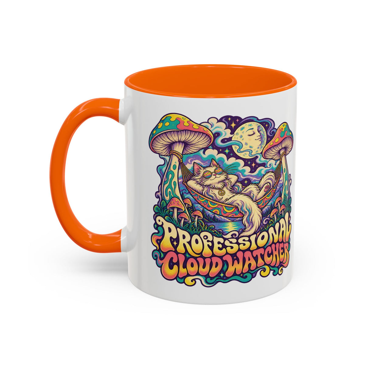 Professional Cloud Watcher Psychedelic Mug, 11oz Colour Accent Coffee Cup, ShmeeShmo