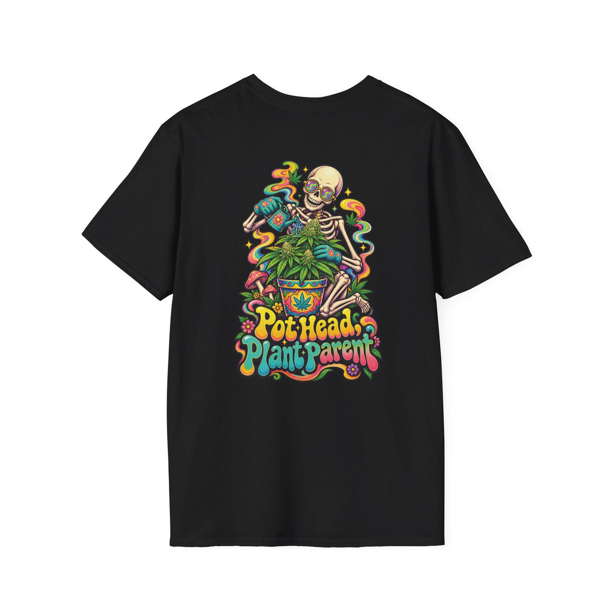 Pot Head, Plant Parent T-Shirt, Psychedelic Back Print, ShmeeShmo