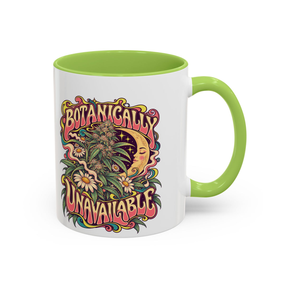 Botanically Unavailable Psychedelic Mug, 11oz Colour Accent Coffee Cup, ShmeeShmo