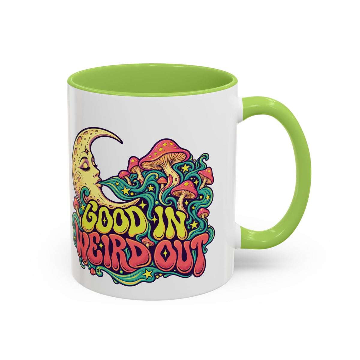 Good In, Weird Out Psychedelic Mug, 11oz Colour Accent Coffee Cup, ShmeeShmo