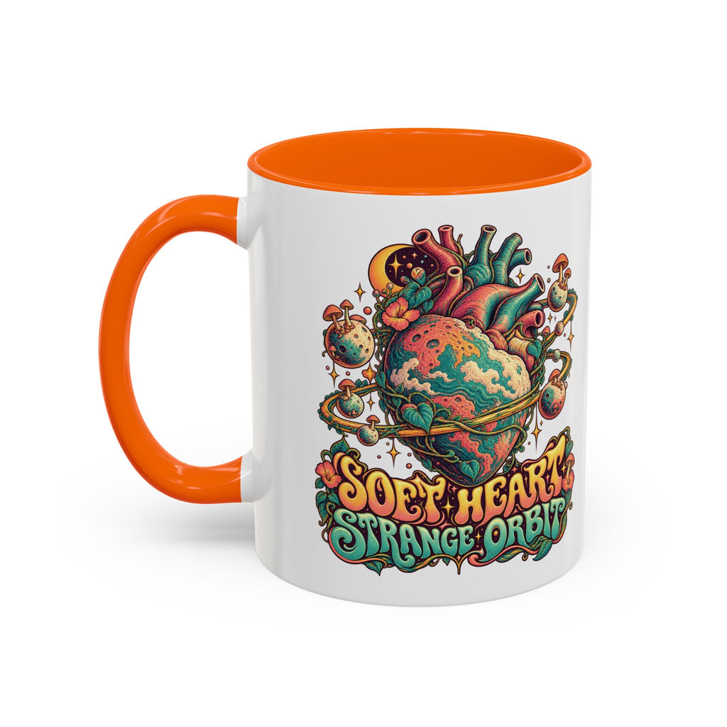 Soft Heart, Strange Orbit Psychedelic Mug, 11oz Colour Accent Coffee Cup, ShmeeShmo