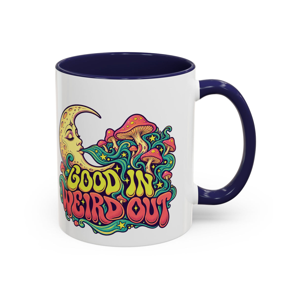 Good In, Weird Out Psychedelic Mug, 11oz Colour Accent Coffee Cup, ShmeeShmo