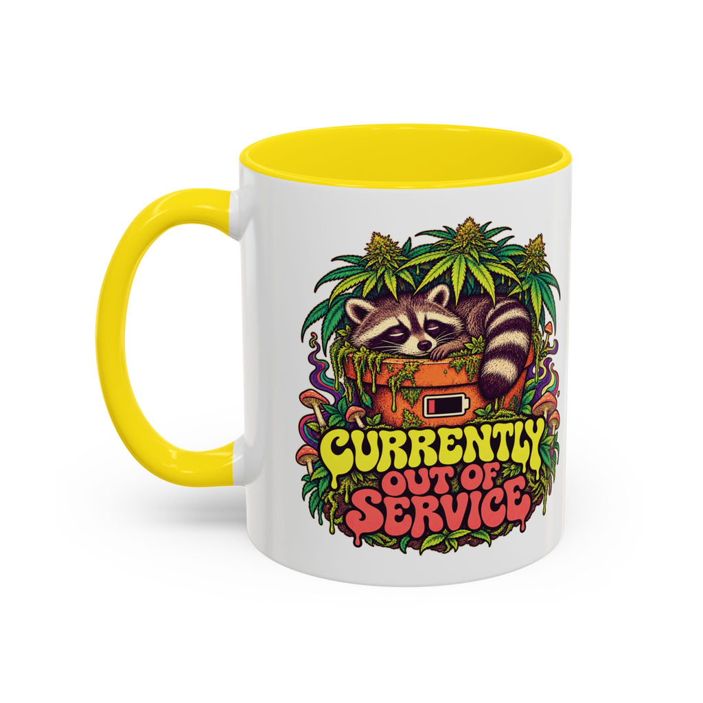 Currently Out of Service Psychedelic Mug, 11oz Colour Accent Coffee Cup, ShmeeShmo