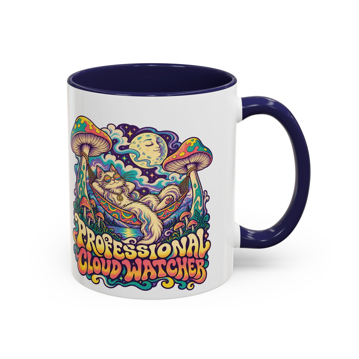 Professional Cloud Watcher Psychedelic Mug, 11oz Colour Accent Coffee Cup, ShmeeShmo