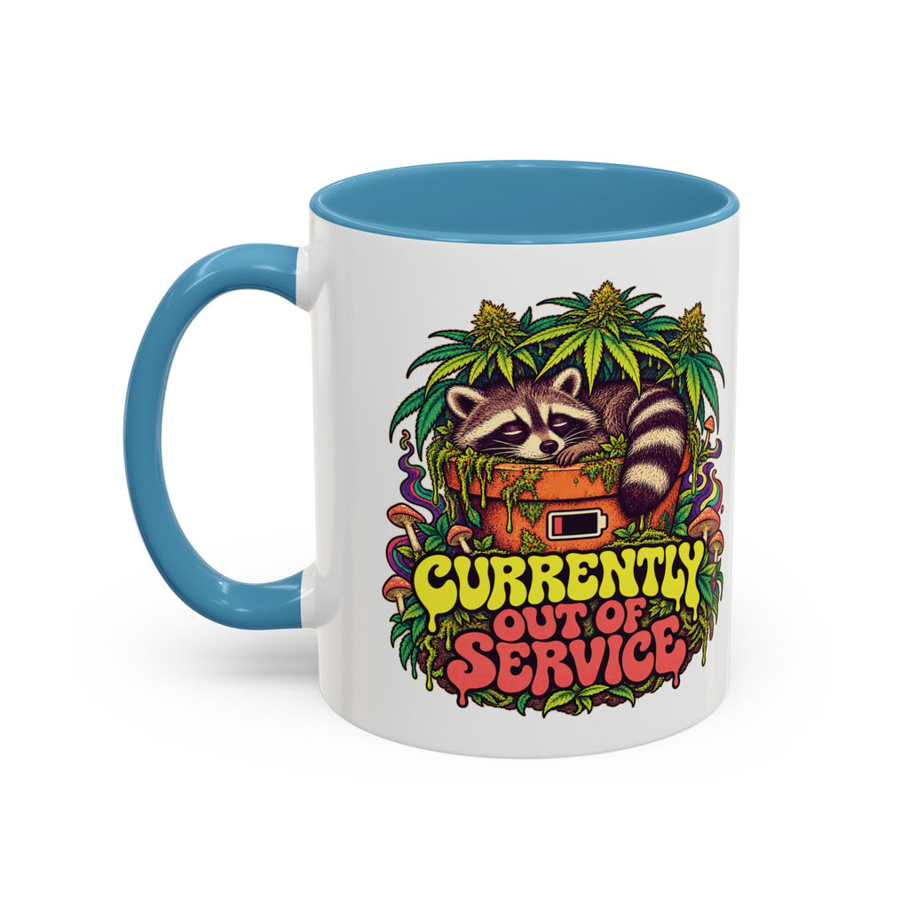 Currently Out of Service Psychedelic Mug, 11oz Colour Accent Coffee Cup, ShmeeShmo