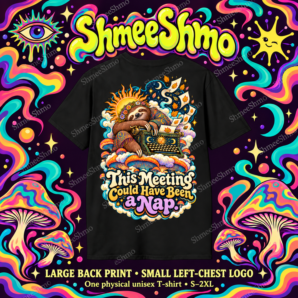 This Meeting Could Have Been a Nap T-Shirt, Psychedelic Back Print, ShmeeShmo