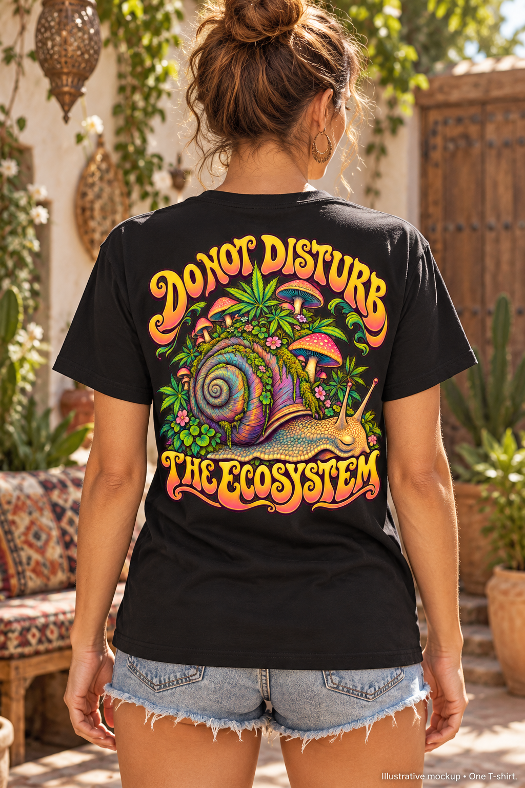 Do Not Disturb the Ecosystem Psychedelic T-Shirt, Large Back Print & Small ShmeeShmo Chest Logo
