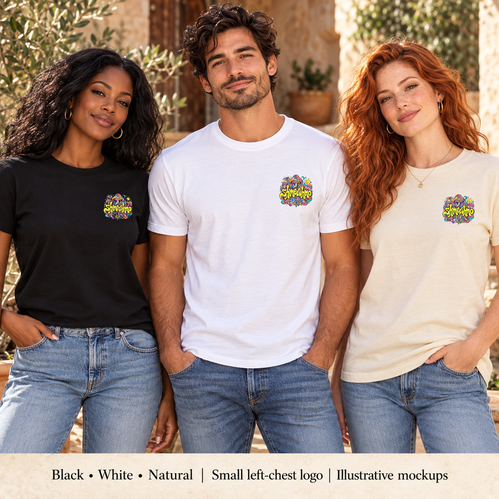 Moonlit, Mildly Unhinged Psychedelic T-Shirt, Large Back Print & Small ShmeeShmo Chest Logo