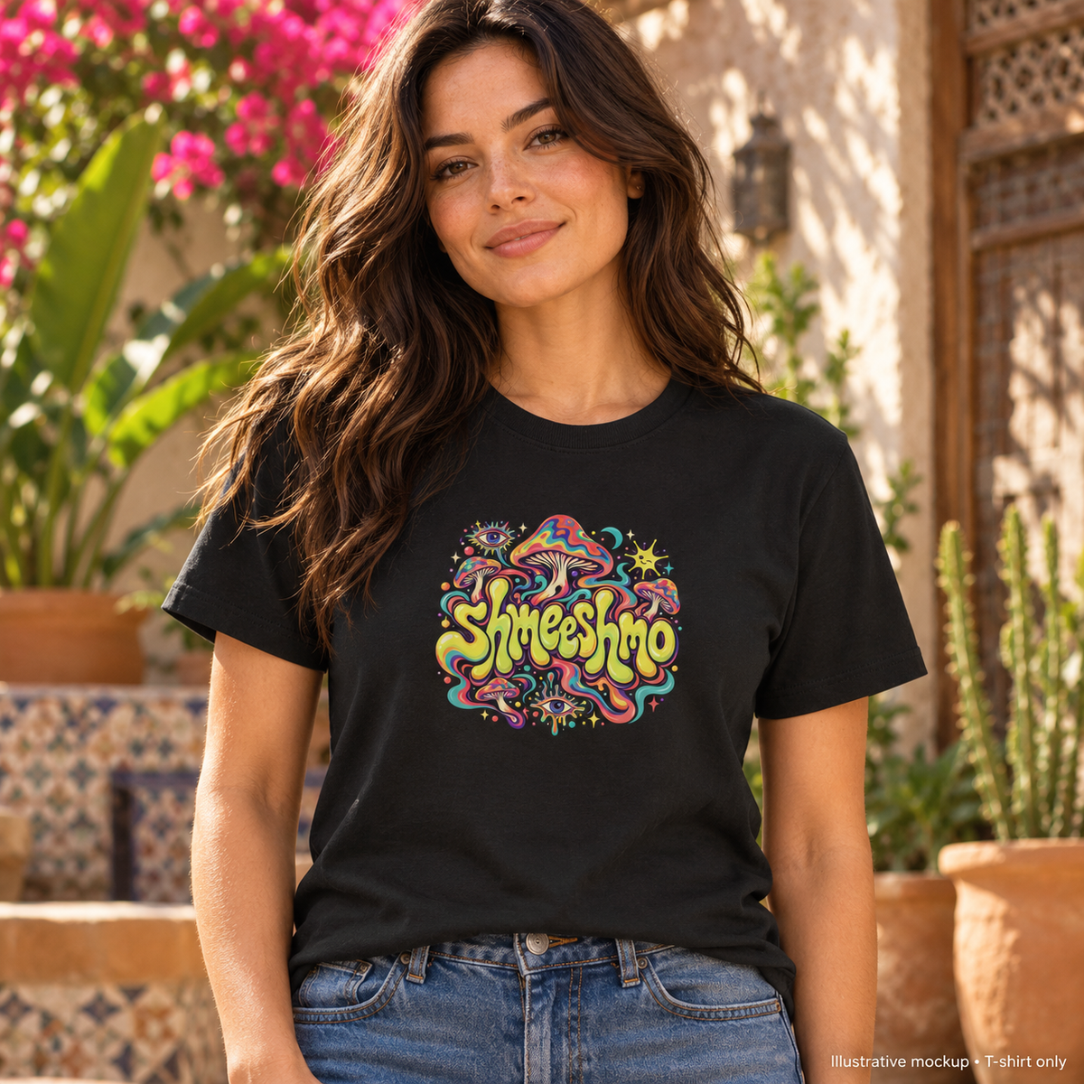ShmeeShmo Psychedelic Mushroom Logo T-Shirt, Unisex Cotton Graphic Tee