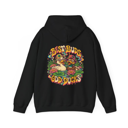 Best Buds, Odd Ducks Psychedelic Hoodie, Large Back Print & Small ShmeeShmo Chest Logo