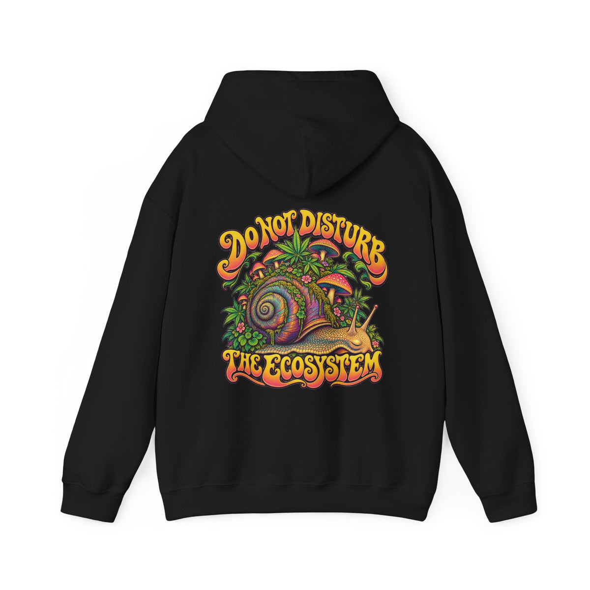 Do Not Disturb the Ecosystem Psychedelic Hoodie, Large Back Print & Small ShmeeShmo Chest Logo