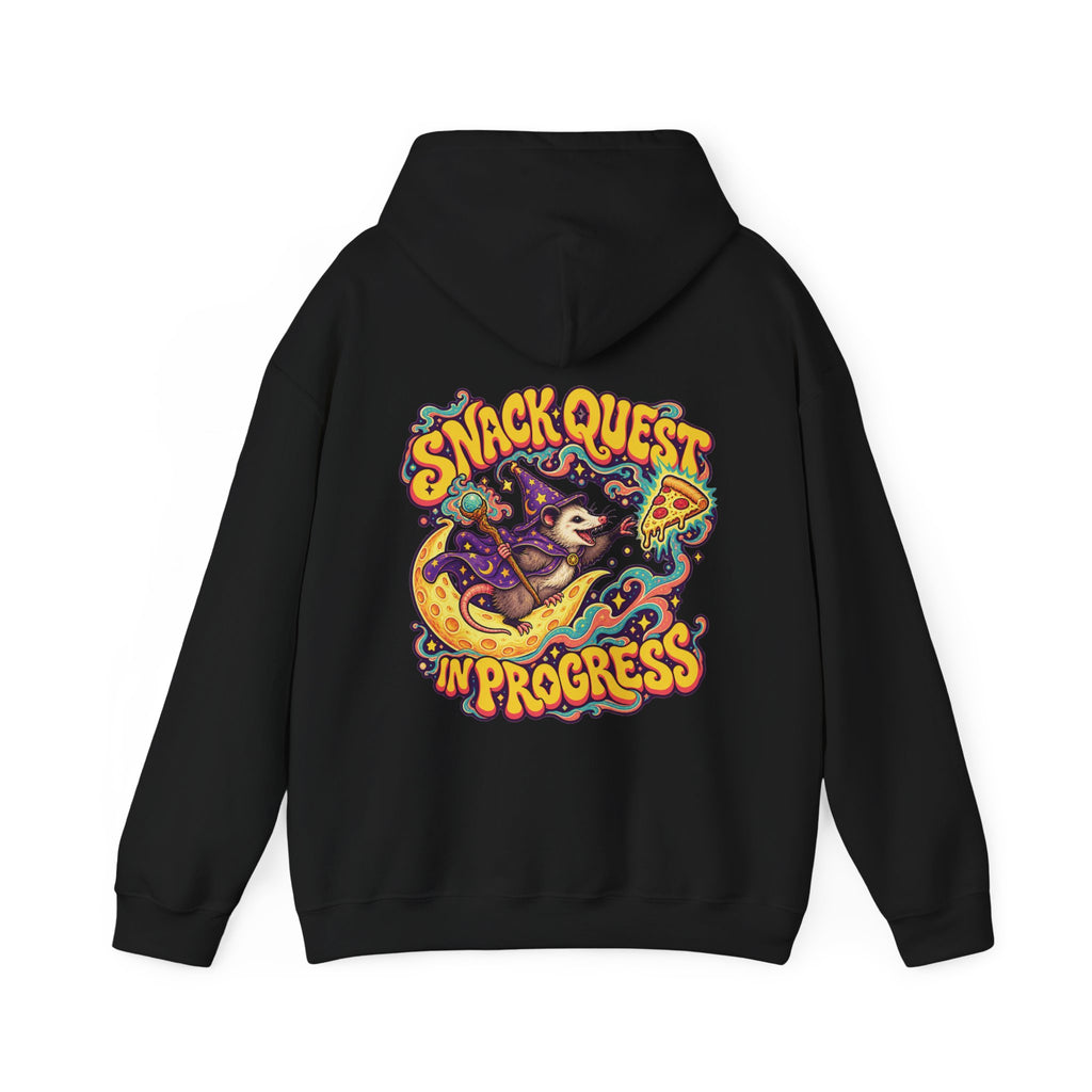 Snack Quest in Progress Psychedelic Hoodie, Large Back Print & Small ShmeeShmo Chest Logo