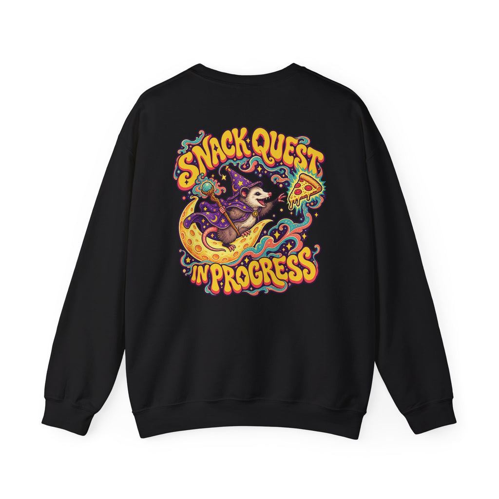 Snack Quest in Progress Psychedelic Sweatshirt, Large Back Print & Small ShmeeShmo Chest Logo