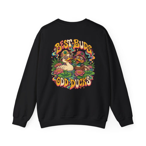 Best Buds, Odd Ducks Psychedelic Sweatshirt, Large Back Print & Small ShmeeShmo Chest Logo