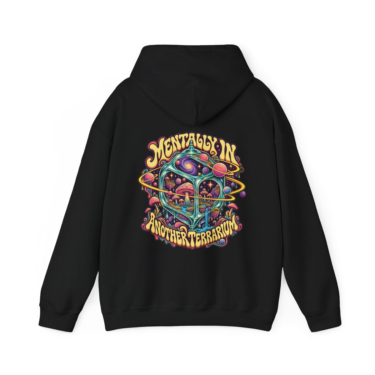 Mentally in Another Terrarium Psychedelic Hoodie, Large Back Print & Small ShmeeShmo Chest Logo