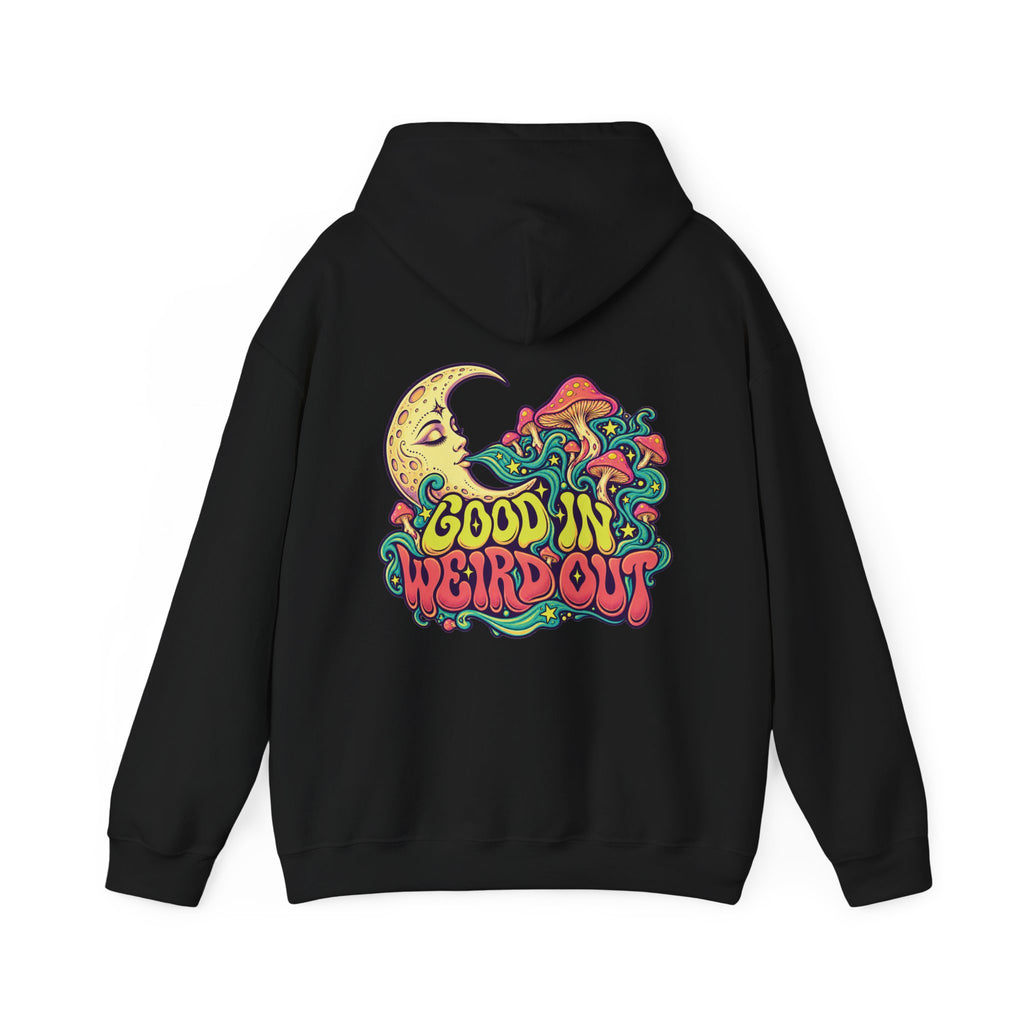 Good In Weird Out Psychedelic Hoodie, Large Back Print & Small ShmeeShmo Chest Logo