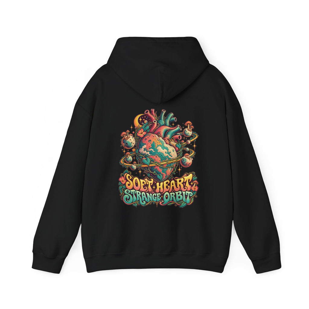 Soft Heart, Strange Orbit Psychedelic Hoodie, Large Back Print & Small ShmeeShmo Chest Logo