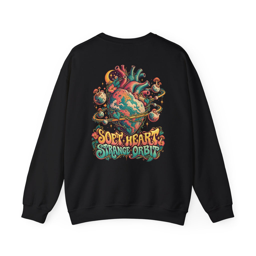 Soft Heart, Strange Orbit Psychedelic Sweatshirt, Large Back Print & Small ShmeeShmo Chest Logo