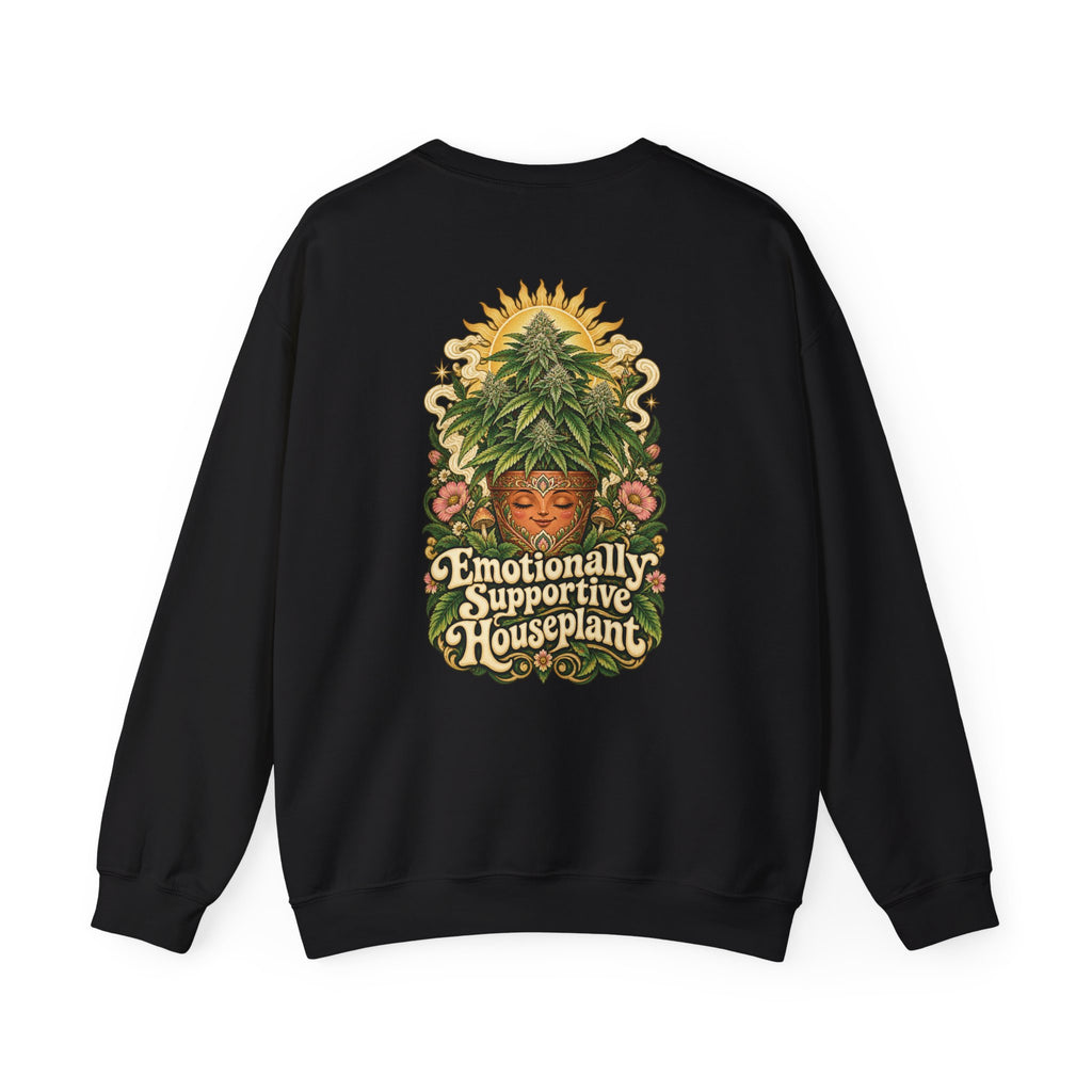 Emotionally Supportive Houseplant Sweatshirt, Botanical Back Print, ShmeeShmo