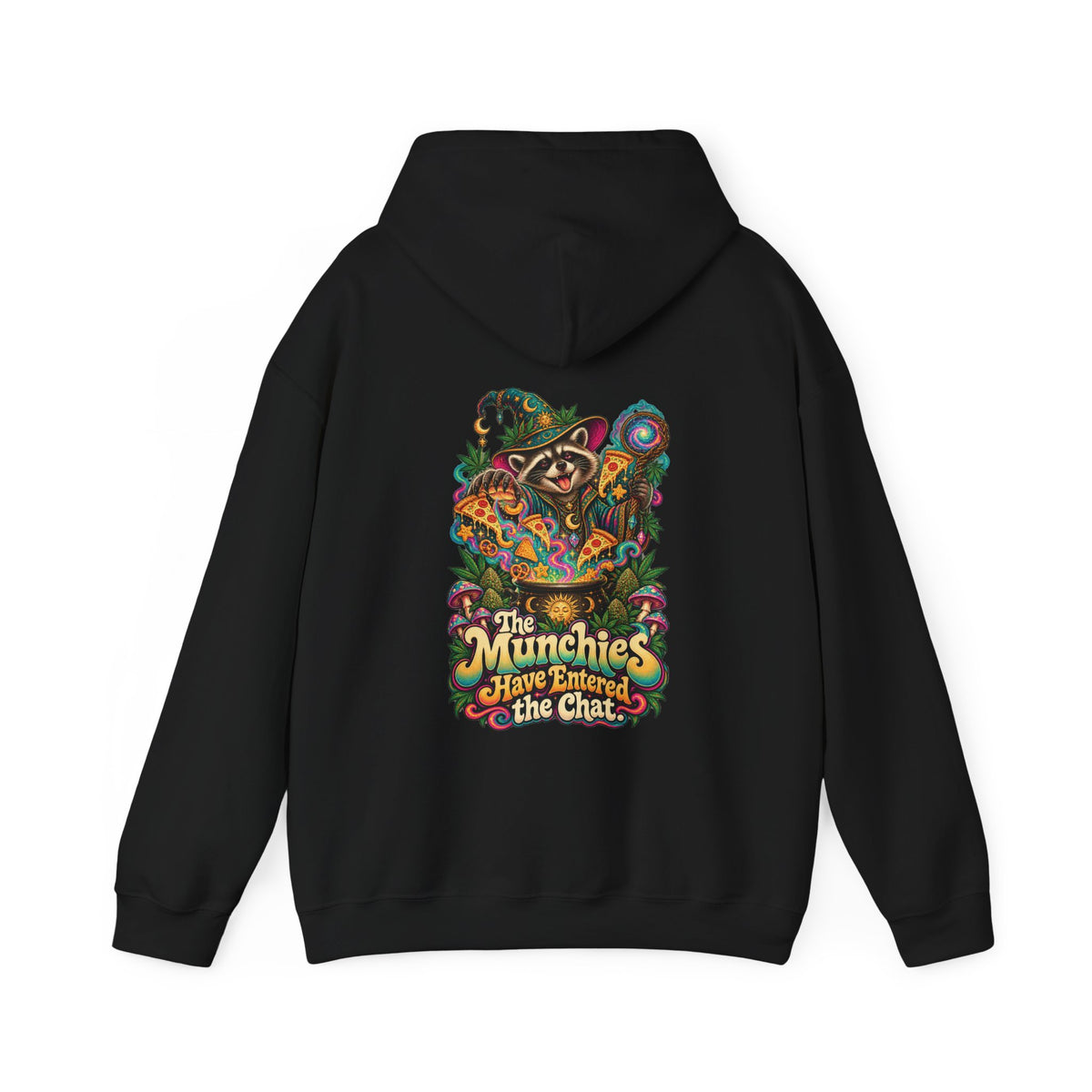 The Munchies Have Entered the Chat Hoodie, Psychedelic Back Print, ShmeeShmo