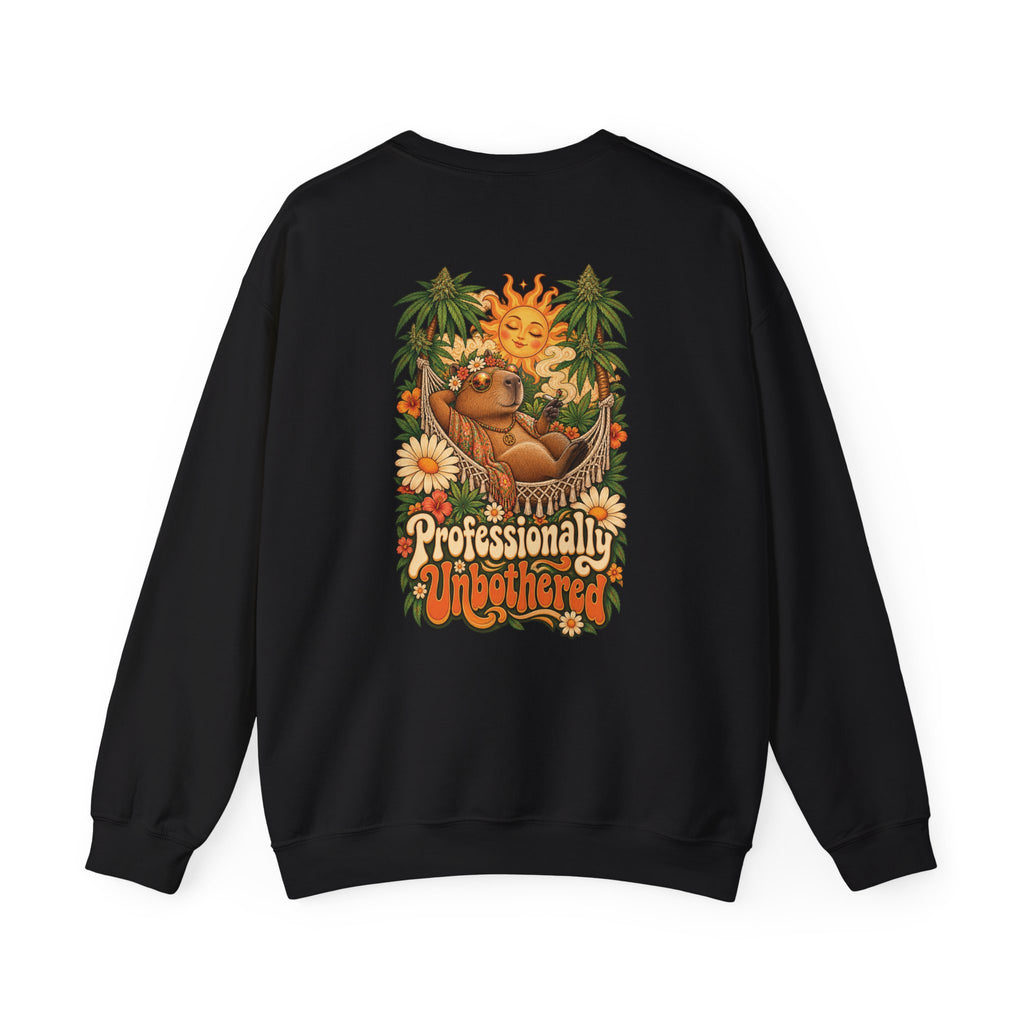 Professionally Unbothered Sweatshirt, Psychedelic Back Print, ShmeeShmo
