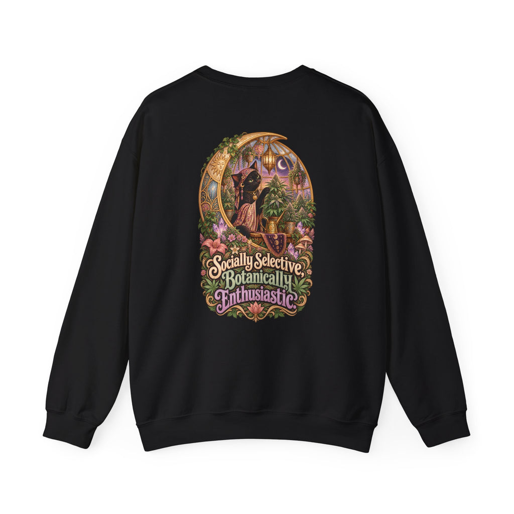 Socially Selective, Botanically Enthusiastic Sweatshirt, Psychedelic Back Print, ShmeeShmo