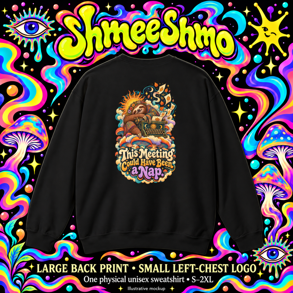 This Meeting Could Have Been a Nap Sweatshirt, Psychedelic Back Print, ShmeeShmo