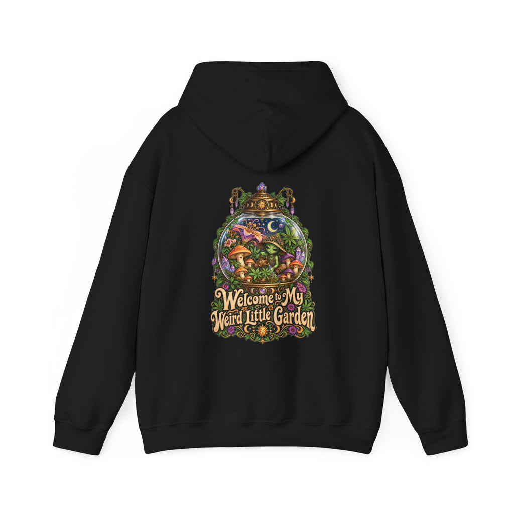 Welcome to My Weird Little Garden Hoodie, Psychedelic Back Print, ShmeeShmo