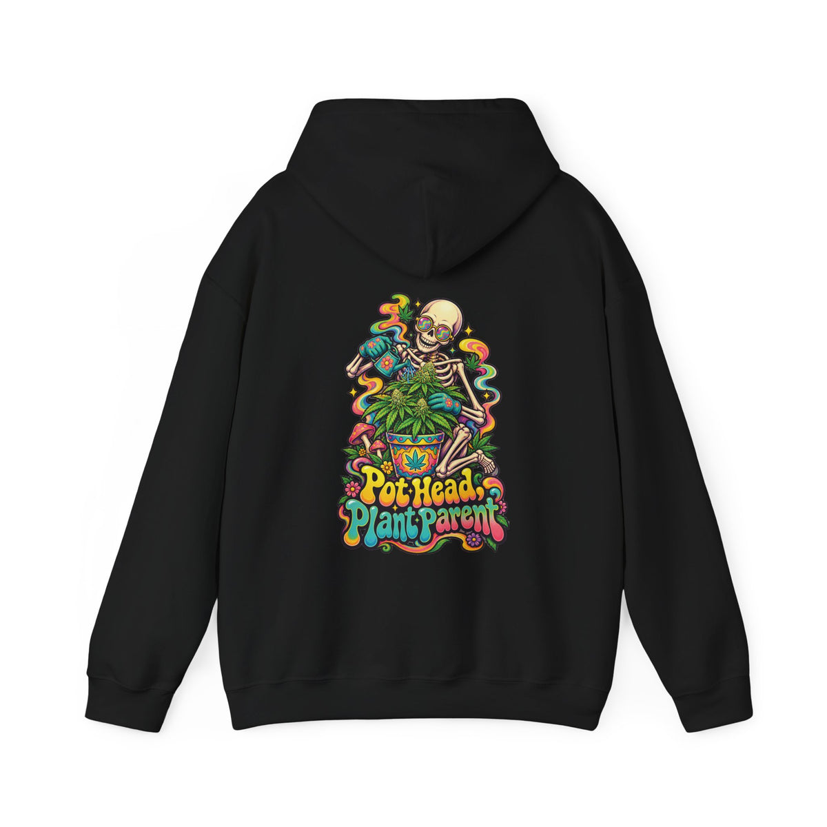 Pot Head, Plant Parent Hoodie, Psychedelic Back Print, ShmeeShmo