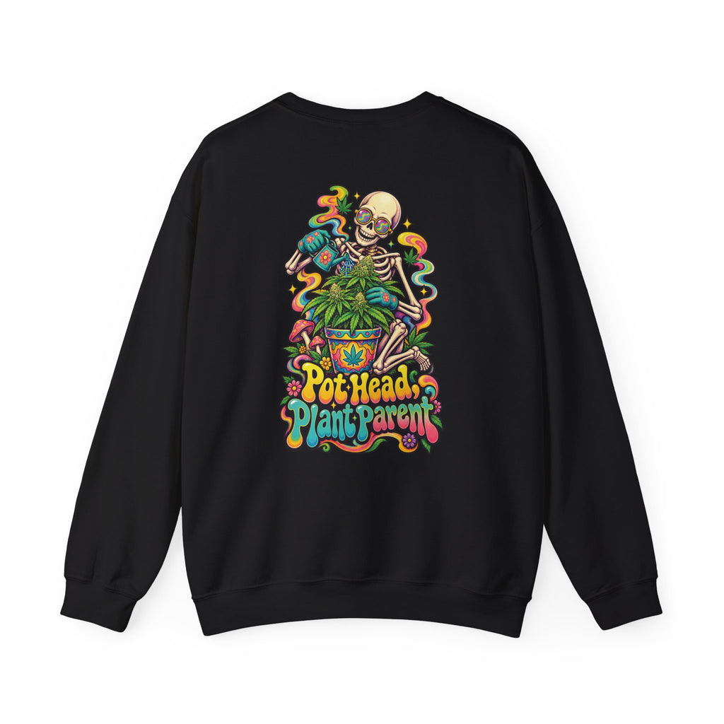 Pot Head, Plant Parent Sweatshirt, Psychedelic Back Print, ShmeeShmo