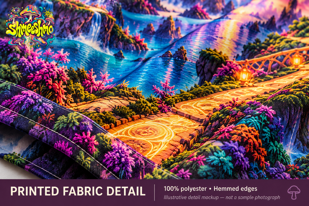 World of Mushrooms Wall Tapestry, Psychedelic Mushroom Fabric Wall Hanging, ShmeeShmo
